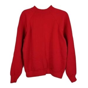 Vintage 90s Tultex Blank Crew Neck Sweatshirt Red Adult Medium Cotton Blend USA